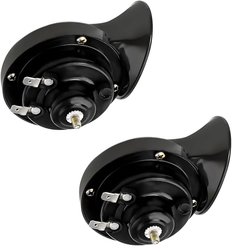 FSTURIOS 2PCS 300DB Super Loud Train Horns, 12V Waterproof Air Electric Snail Horn Replacement Kit, Universal Durable Raging Sound Air Horns for Car, Motorcycle, Truck, Marine Boat (Black) - Image 1
